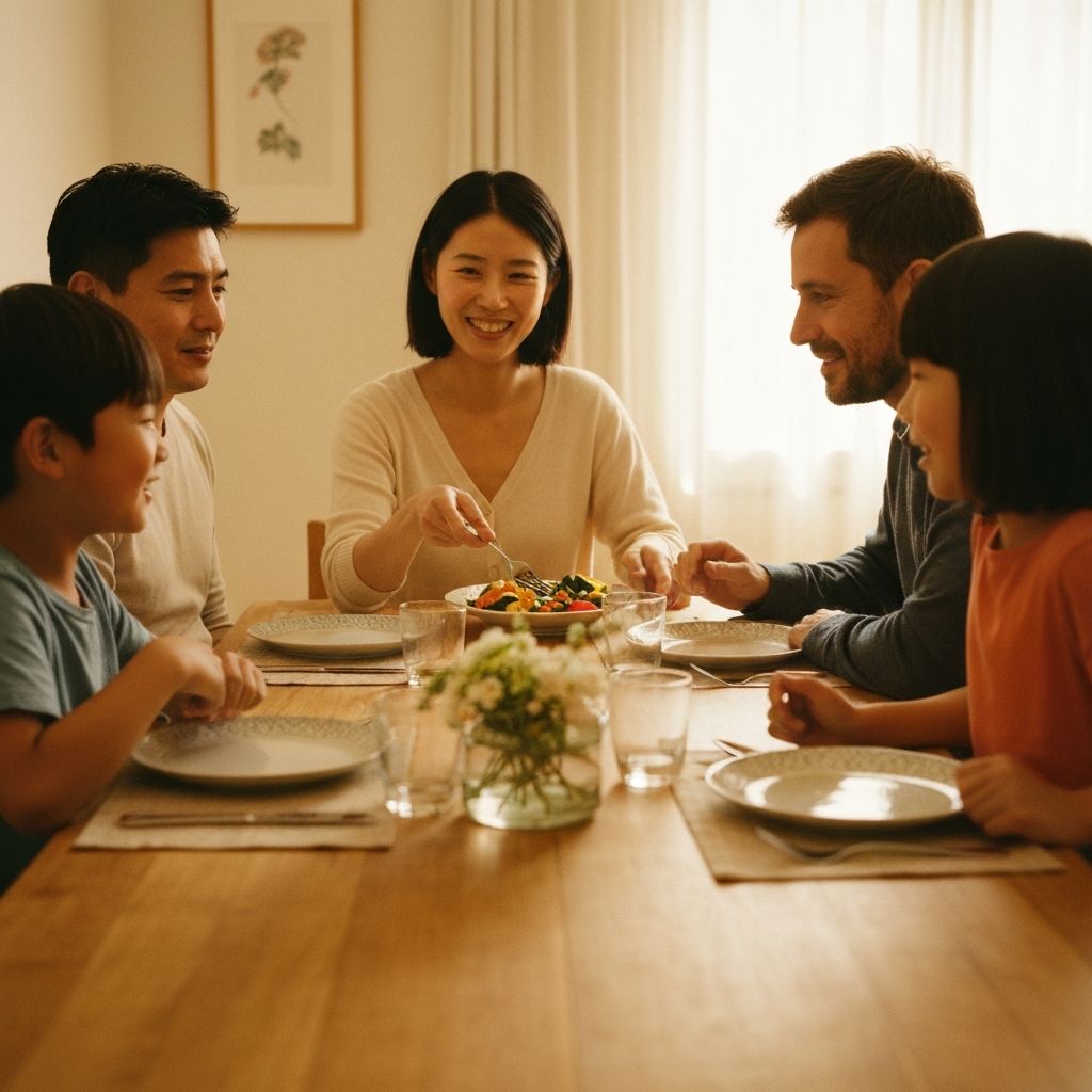 Маса със семейството в спокойна вечерна атмосфера